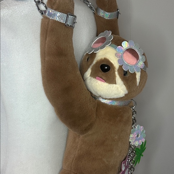 NWT Dolls Kill Hanging On Sloth Glitter Backpack main image 5